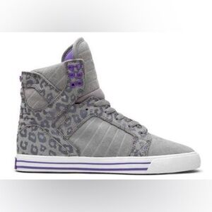 Supra Women's Skytop Sneakers Size 10 Cheetah Print Grey Purple High Top
